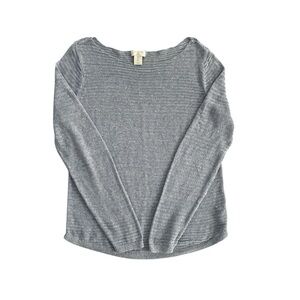 St Tropez‎ West Light Blue Loose Knit Linen Sweater Boat Neck Women Sz L
